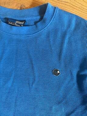 Southpole Vintage Y2K Blue Waffle Knit Long Sleeve Thermal Crewneck Shirt XL